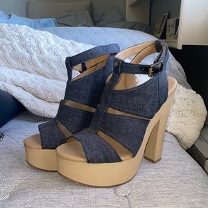 Calvin Klein Denim Platform Heels